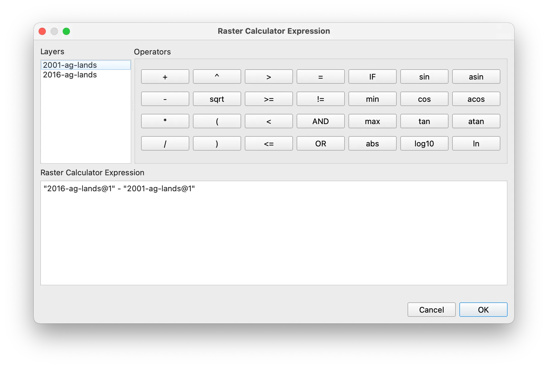 Raster calculator