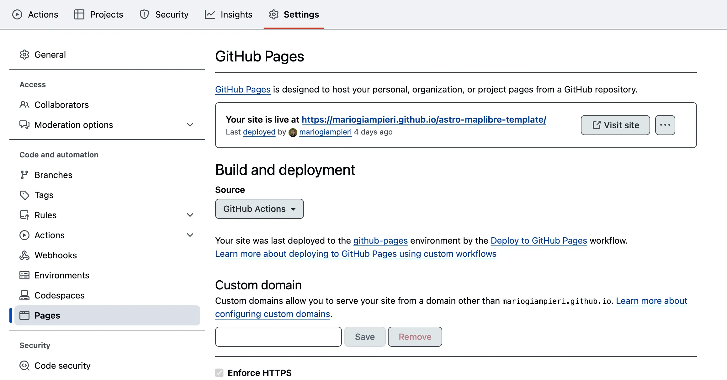 activate github pages