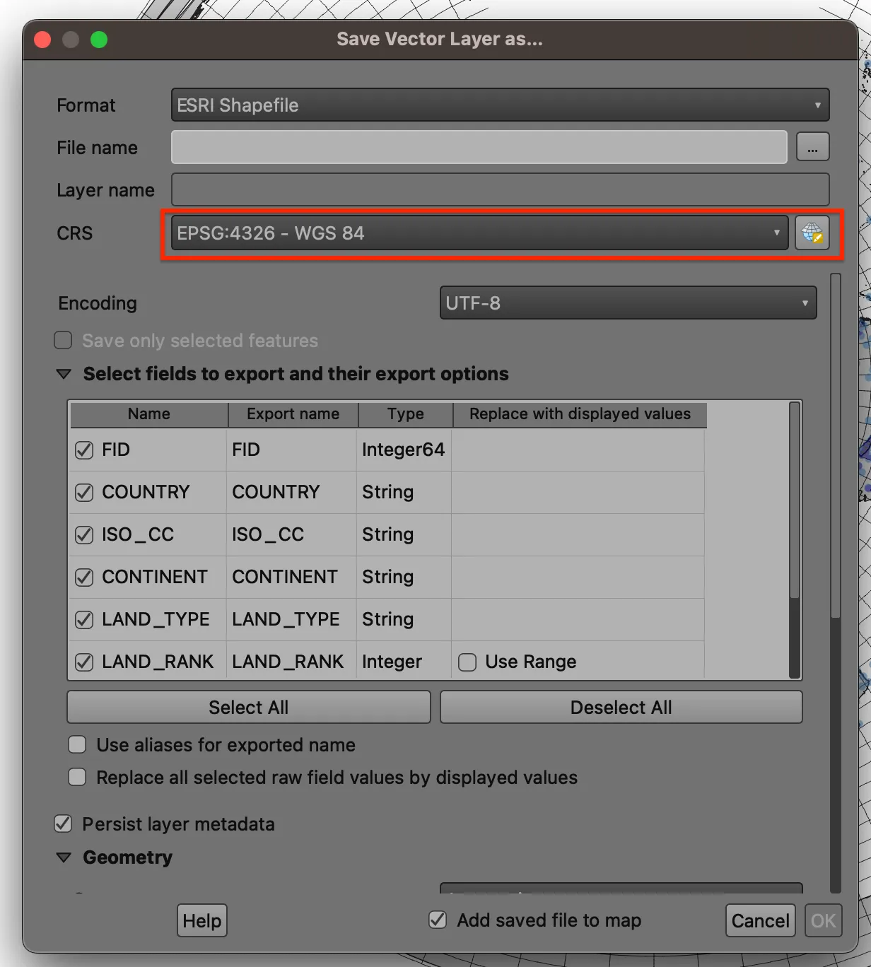 set layer projection